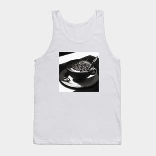 Coffee Vintage Monochrome Pointillism Cup Beans Tank Top